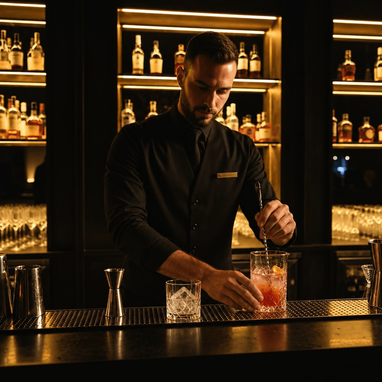 Barman przygotowujący drinki przy barze eventowym